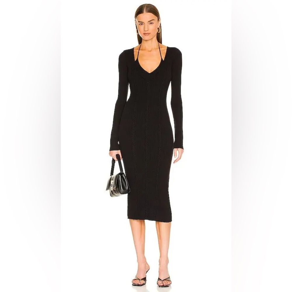 NWT Favorite Daughter Black Take Me Somewhere Midi Sweater Dress Size Medium - Picture 15 of 16